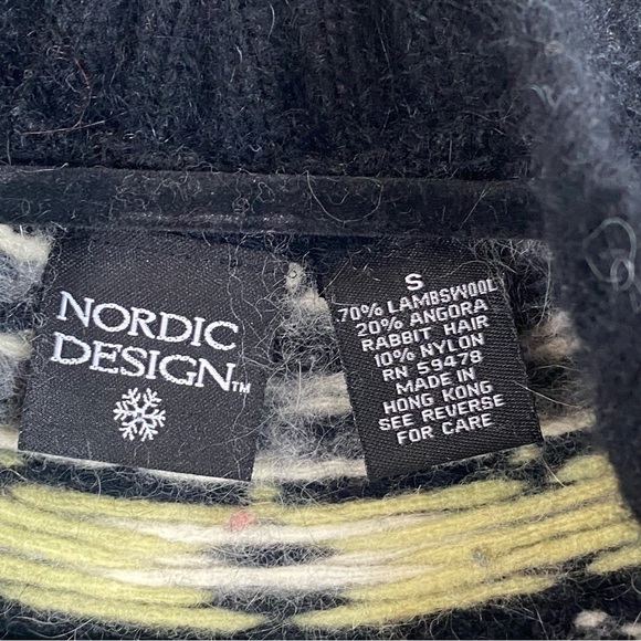 Nordic Patterned Women's Cardigan Sweater - Green and Black - Picture 4 of 10